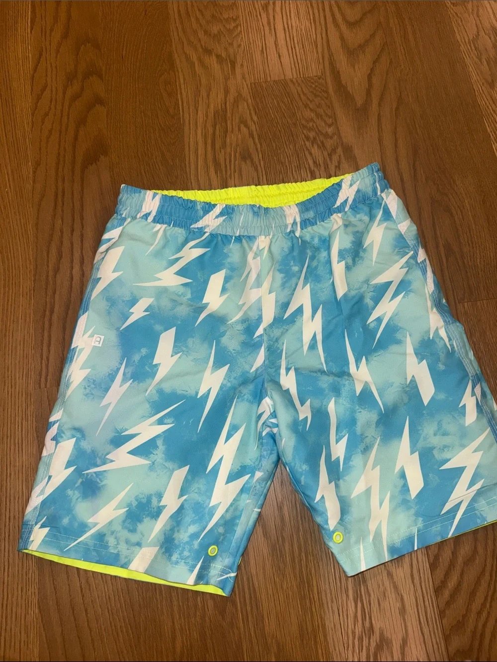 Kids Neon Reversible Lightning Accent Swimtrunks